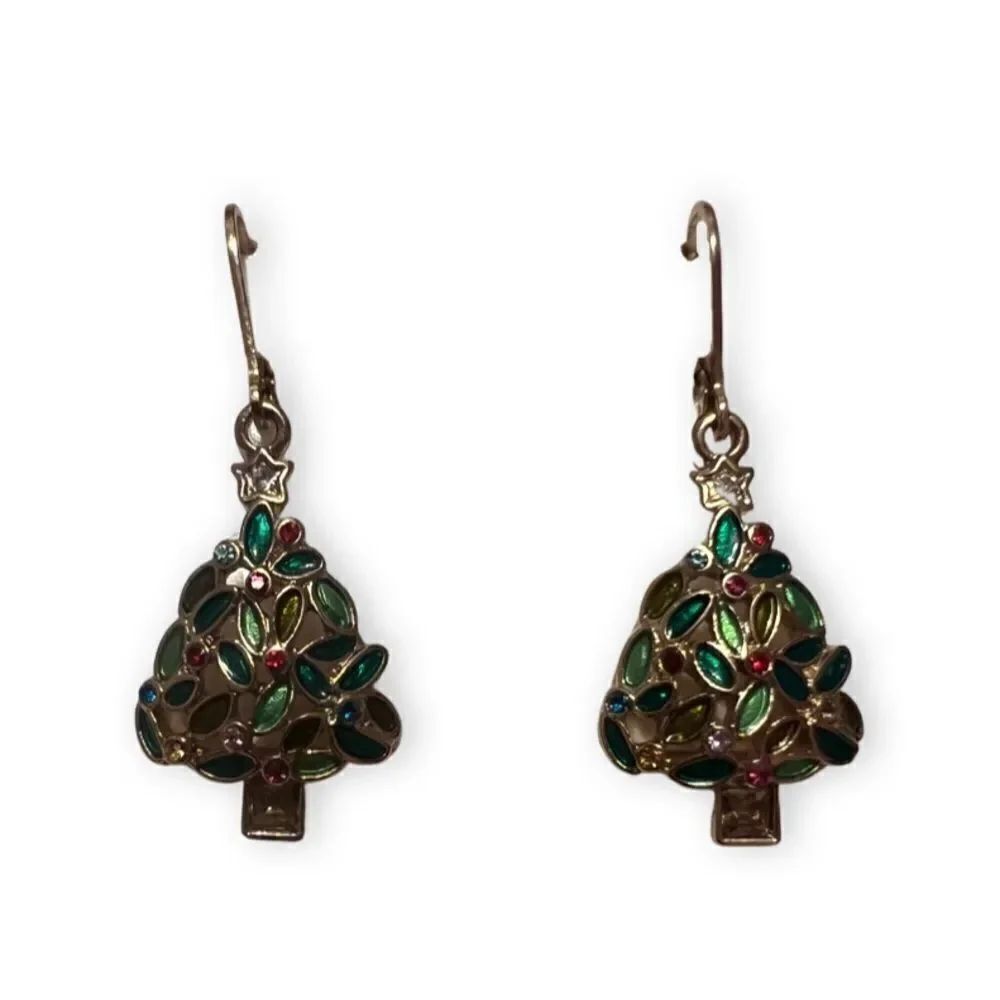 🤯5/$25🤯 NWT Colorful Christmas Tree Gold Tone Earrings